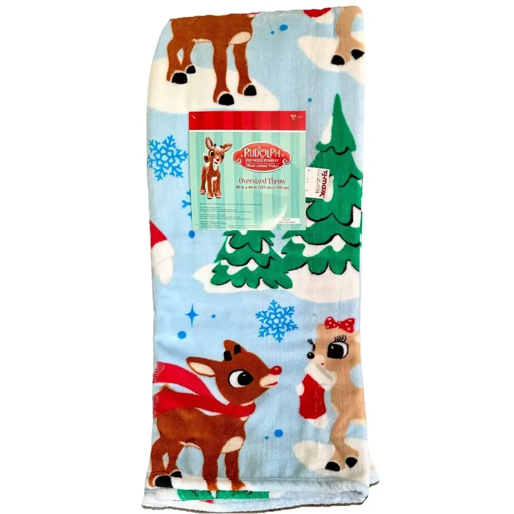 Rae Dunn FROSTY MUG Rudolph Clarisse Reindeer PLUSH THROW Farmhouse Classic NWT